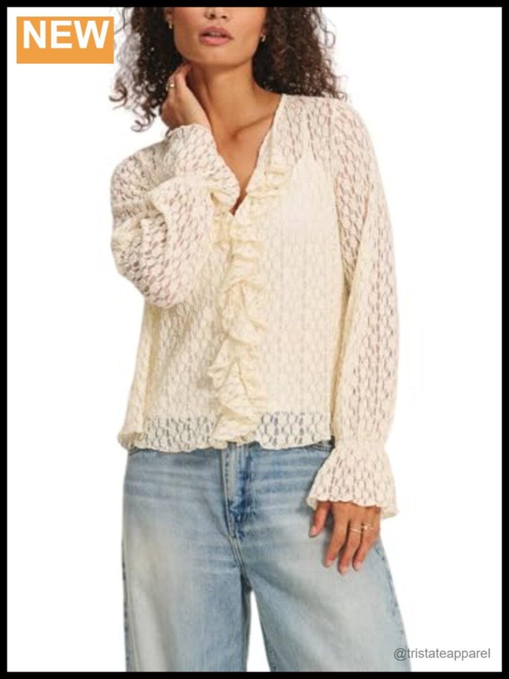 Velvet Graham Spencer Women's Natalie Stretch Lace Long Sleeve Blouse